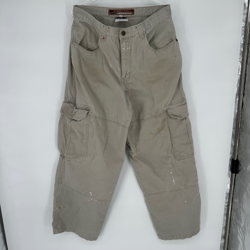 Vintage JNCO Jeans 00-0085 Underground Substance Cargo Pants Khaki 36x32 Baggy